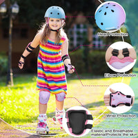 Kids Bike Skateboard Helmet Pad Set - S(18"-20.5"/ 2 -7years) / Blue pink - image 4