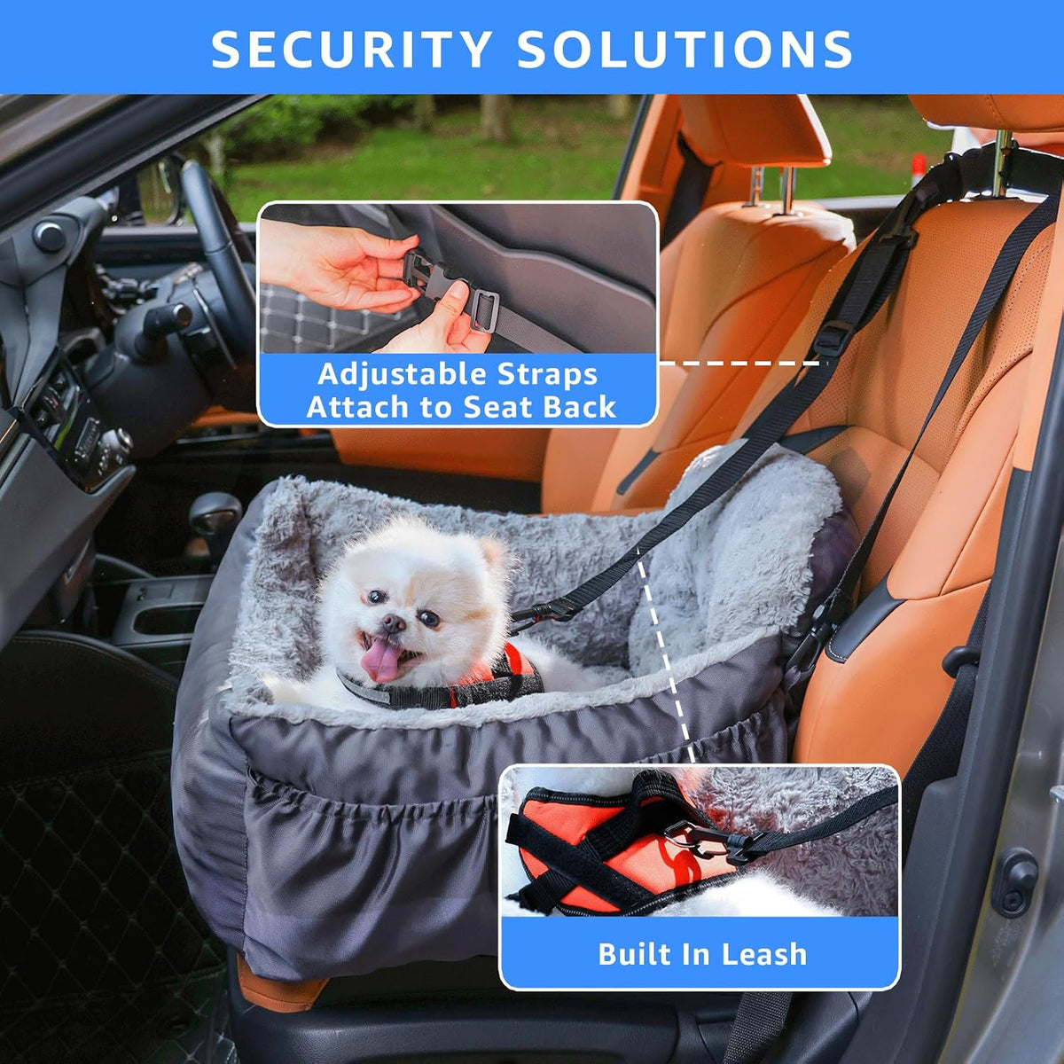 Dog Car Seat for Small Dogs - Grey - image 2