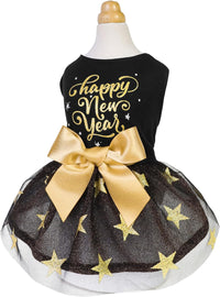 Fitwarm Birthday Girl Dog Tulle Dress - Medium / Happy New Year - image 2
