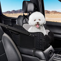Center Console Dog Car Seat for Small Dogs - leather black