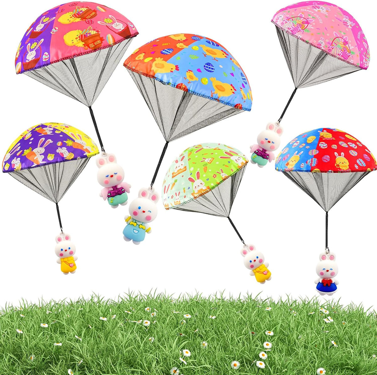 CPSYUB 6 Christmas mini parachute toys with bell keyring accessories - view 3