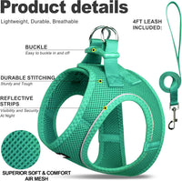 Fida Cat Harness and Leash Set for Walking Kitten and Puppy - XS (Neck:12.2"-13"; Girth:14.2"-16.1") / Turquoise - image 2