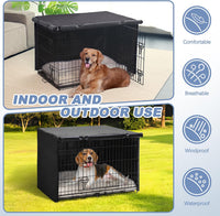Akinerri Dog Crate Cover, Double Door Waterproof Kennel Cover - 42.0"L x 28.3"W x 30.3"H / Black - image 3