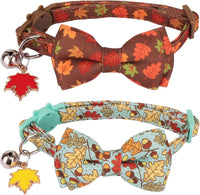 Fall Cat Collar with Bowtie - 7.5"- 10.5" / Fall