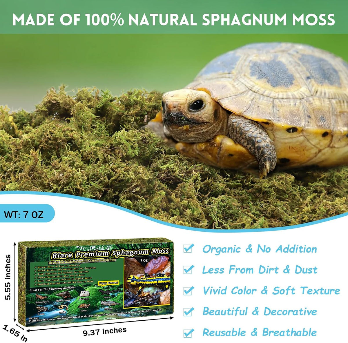 8 OZ Natural Sphagnum Moss for Reptiles - 10QT(8oz) - image 2