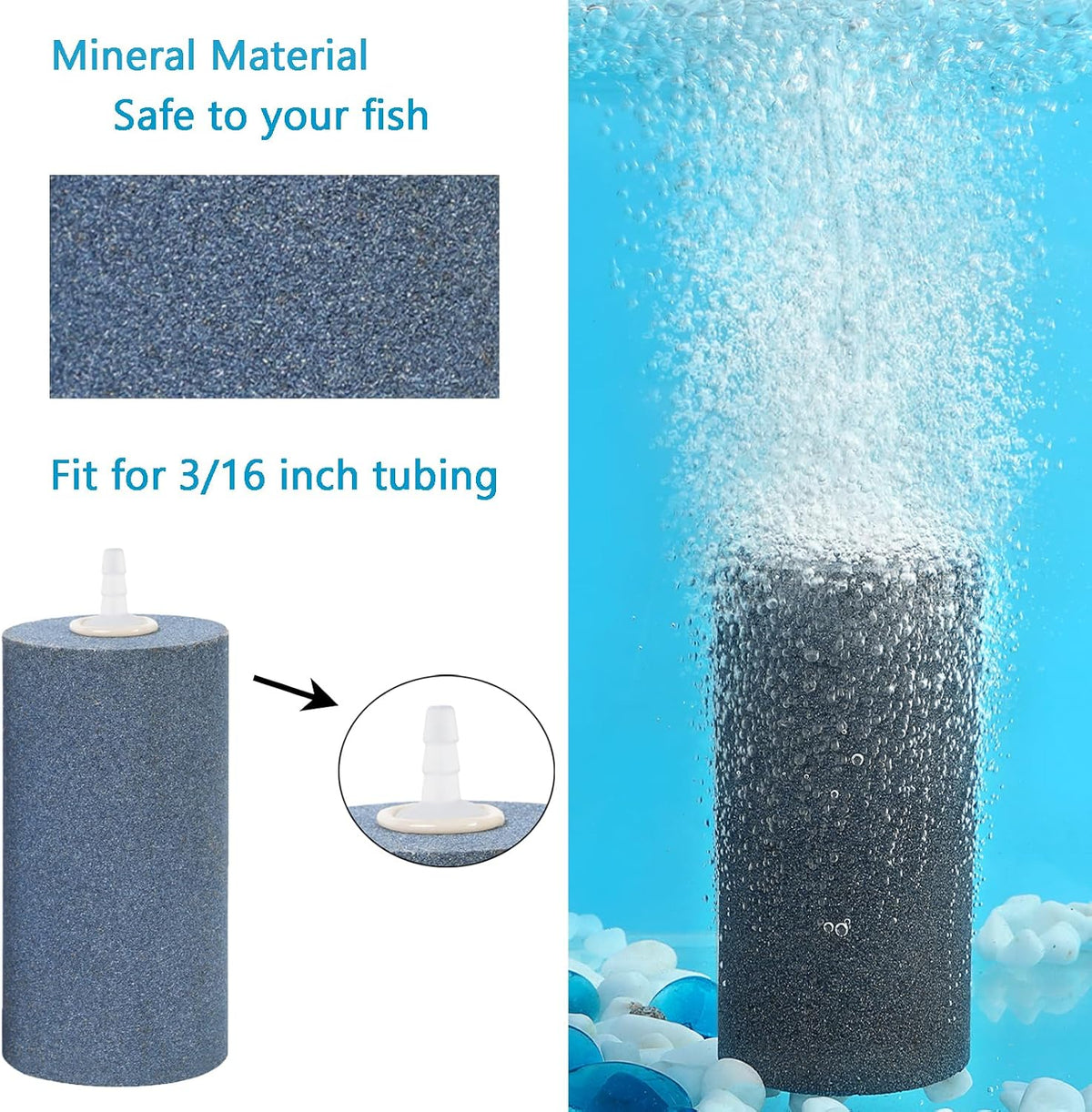 AQUANEAT Aquarium Air Stone 4x2 inch 2 Pack, Large Airstone - 4 inch 2 pcs - image 3
