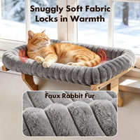 Cloud-Soft Wooden Cat Window Sill Perch with Zipper Cushion - Gray / Medium - image 3
