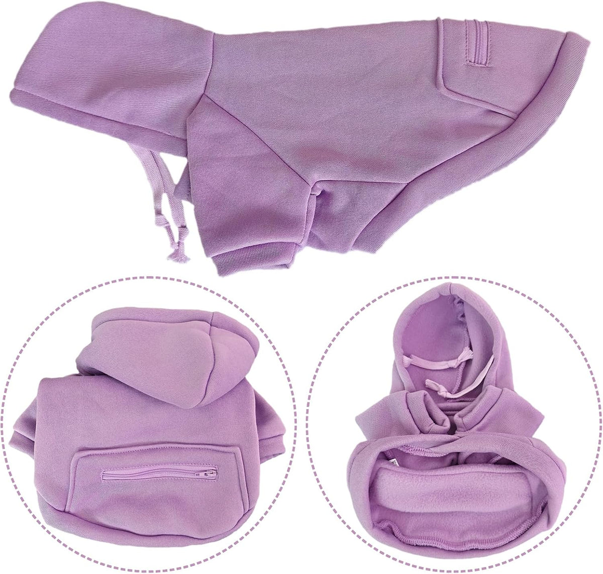 Dog Hoodies for Small Dogs with Zipper Pocket - Purple / XX-Small - image 3