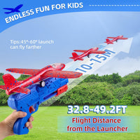 Neoot toy airplane launcher with 3 LED foam gliders in green, red and blue - view 2