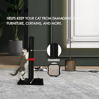 MECOOL Cat Scratching Post Premium Sisal Scratch Posts with Hanging Ball Vertical Scratcher for Indoor Cats and Kittens,Black