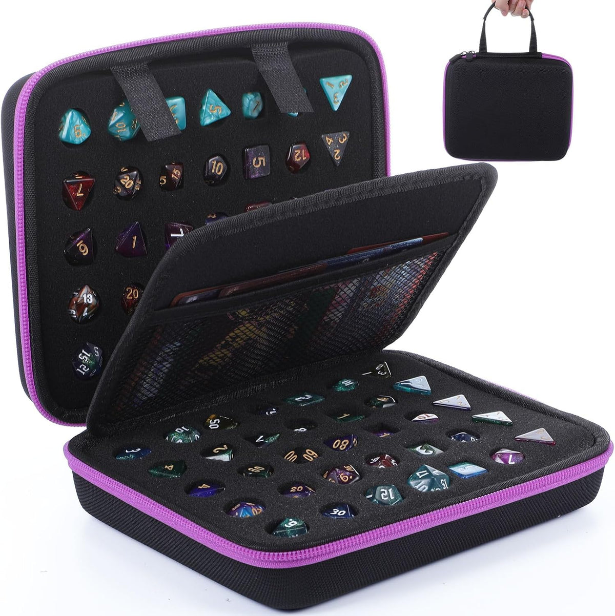 Aoriher 1 Pcs Dice Case with Removable Slotted Tray - Purple