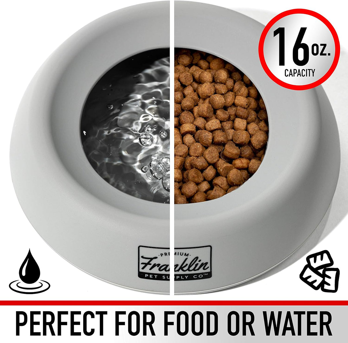 Franklin Sports No-Spill Travel Pet Bowl for Dogs + Cats - Gray / 16 Ounces - image 3
