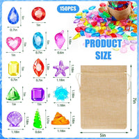 MARFOREVER 150 colorful acrylic pirate treasure gems with gunny bag - view 14