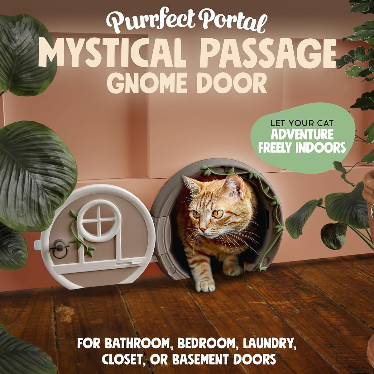 Gnome Door Cat Door for Interior Doors - Brown - image 2