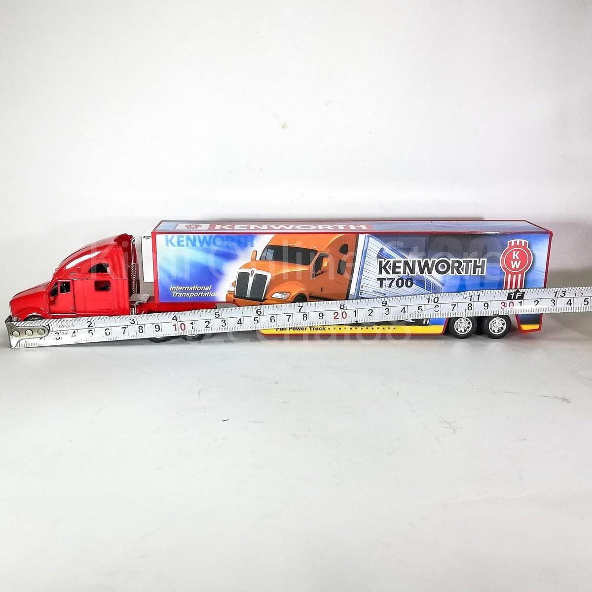 KiNSMART Kenworth T700 Container Truck, 1:68 Scale - Red With Decals - image 4