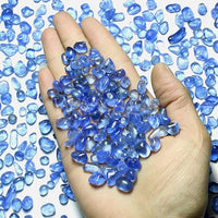 WAYBER Glass Stones, 1Lb/460g Irregular Sea Glass Pebbles Non-Toxic Artificial Gemstones for Vase Filler/Terrarium Aquarium Turtle Tank Decoration/Handmake Artwork, Light Blue