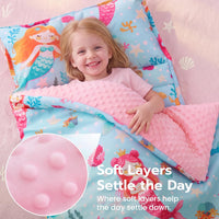 JOIEDOMI Toddler Nap Mat with Removable Pillow and Minky Blanket - Blue Mermaid - image 2