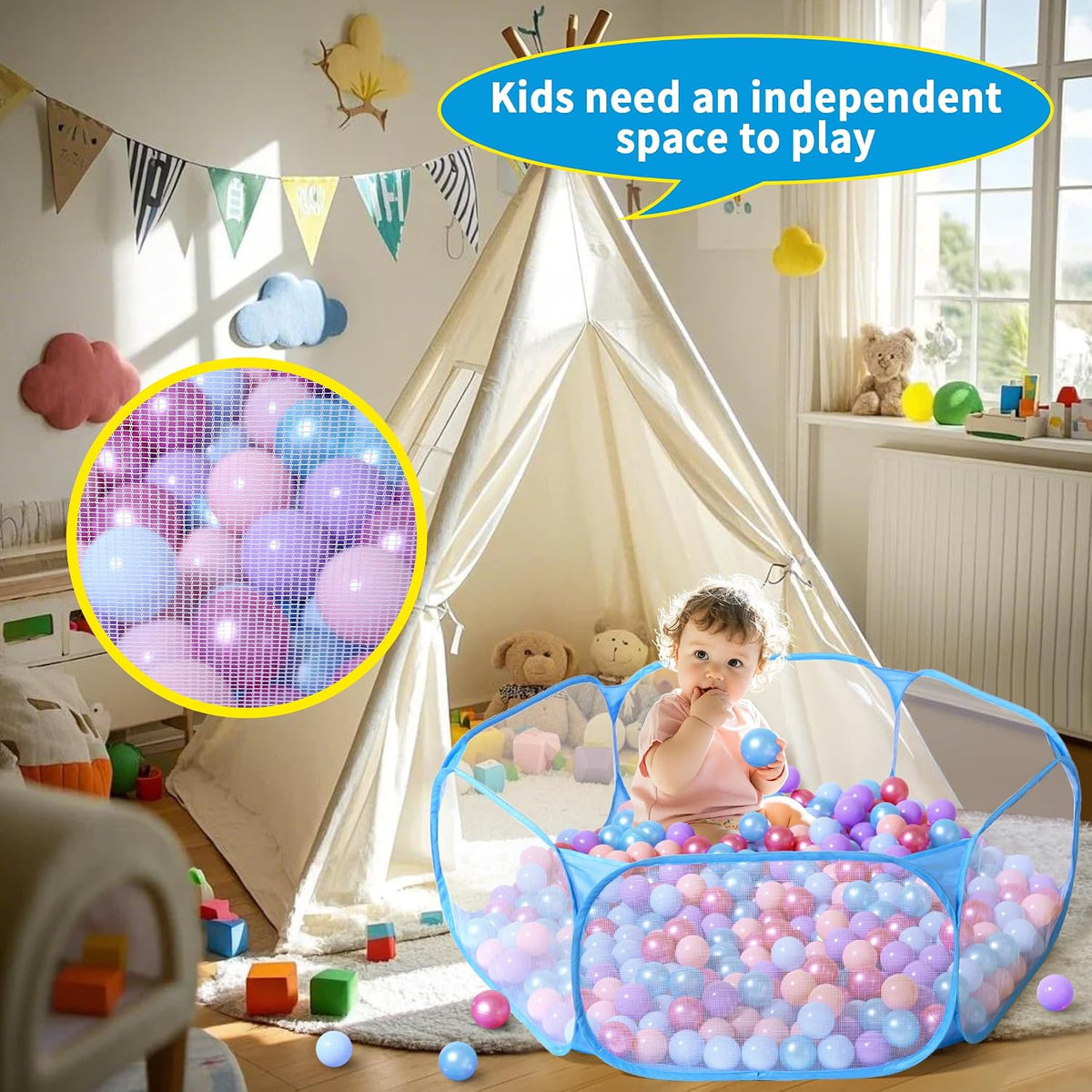 STARBOLO Gray Kids Ball Pit - Blue - image 3