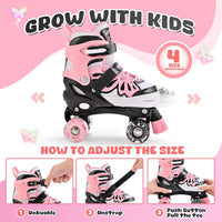 NEMONE Mermaid Adjustable Light up Roller Skates for Girls Boys – Fun for Kids & Family - G- Midnight Butterfly / Medium - Big Kid - image 4