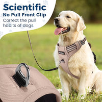 Funfox Dog Harness No Pull, Adjustable Pet Vest Harness, Super Soft Material with Vertical Handle Easy Control, Reflective Night Walking, 2 Leash Clips for Medium Sized Dogs, Brown, M