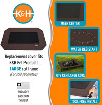 K&H Outdoor Elevated Dog Bed Pet Cot Replacement Cover - Chocolate/Black Mesh / Large 42 X 30 Inches - image 4