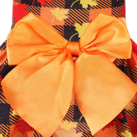 PUPTECK Classic Beige Plaid Dog Dress with Bow Puppy Skirt Clothes M – Essentials for Dogs - Yellow(maple leaf) / Small - image 4