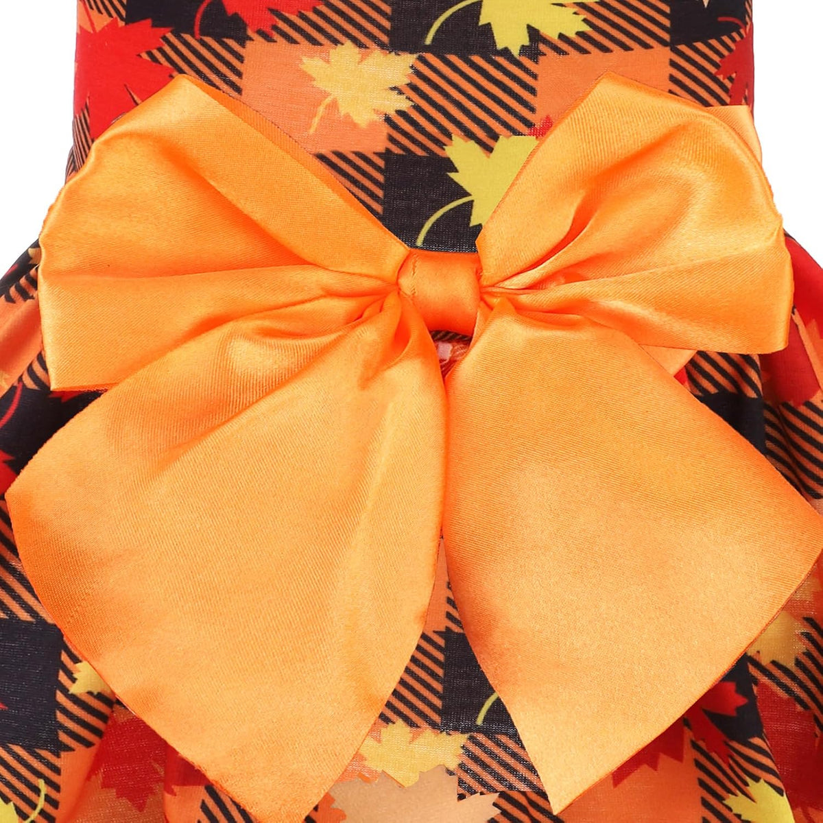 PUPTECK Classic Beige Plaid Dog Dress with Bow Puppy Skirt Clothes M – Essentials for Dogs - Yellow(maple leaf) / Small - image 4