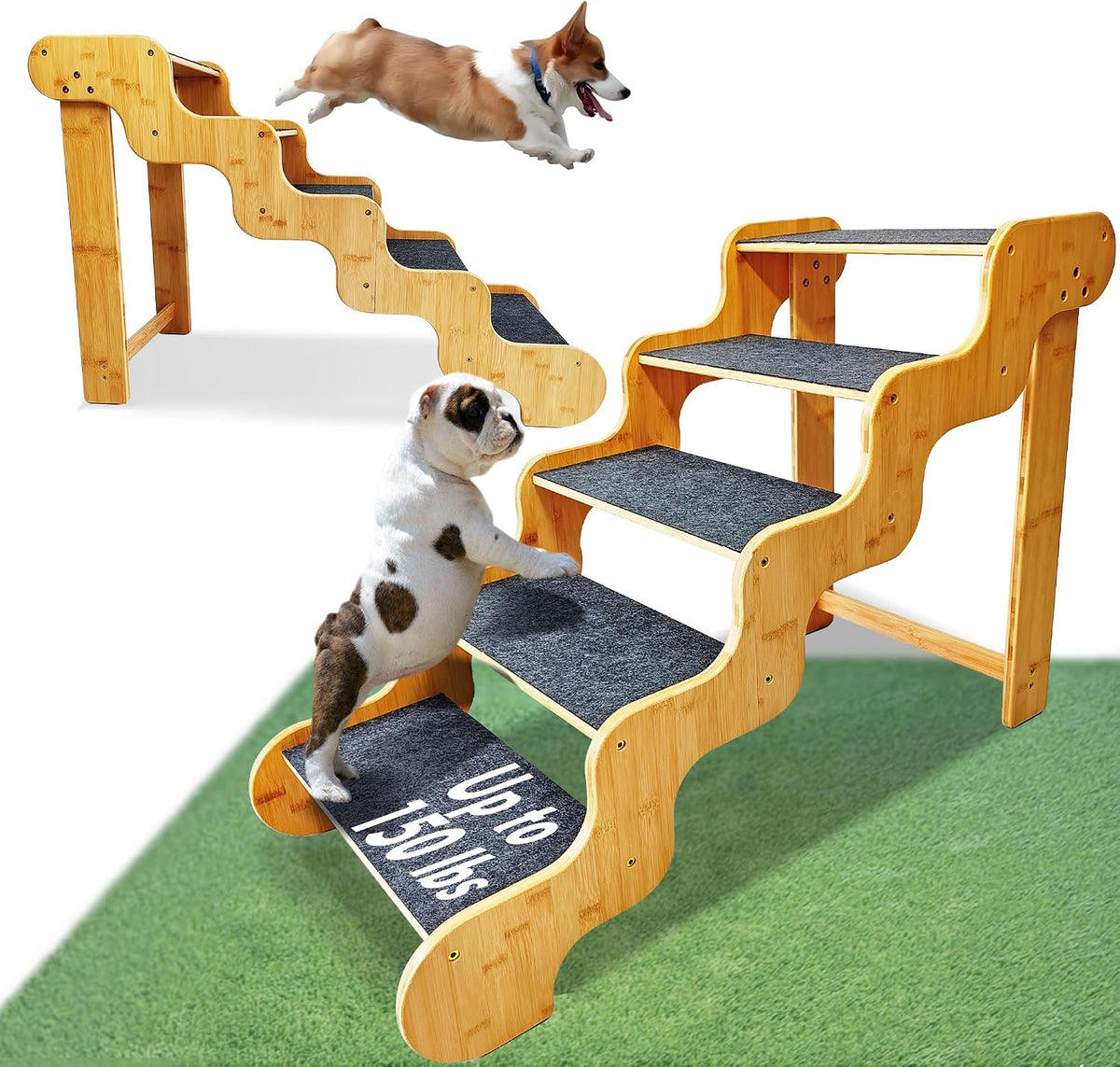 Dog Stairs for Small Dogs - Brown / 5.0 / 5-Step 35.8x17x24.4 inch