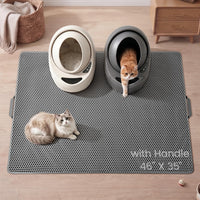 Cat Litter Mat Compact Size 23.6"x14.6" for Small Spaces - Gray / 46" x 35" (1 Pack)