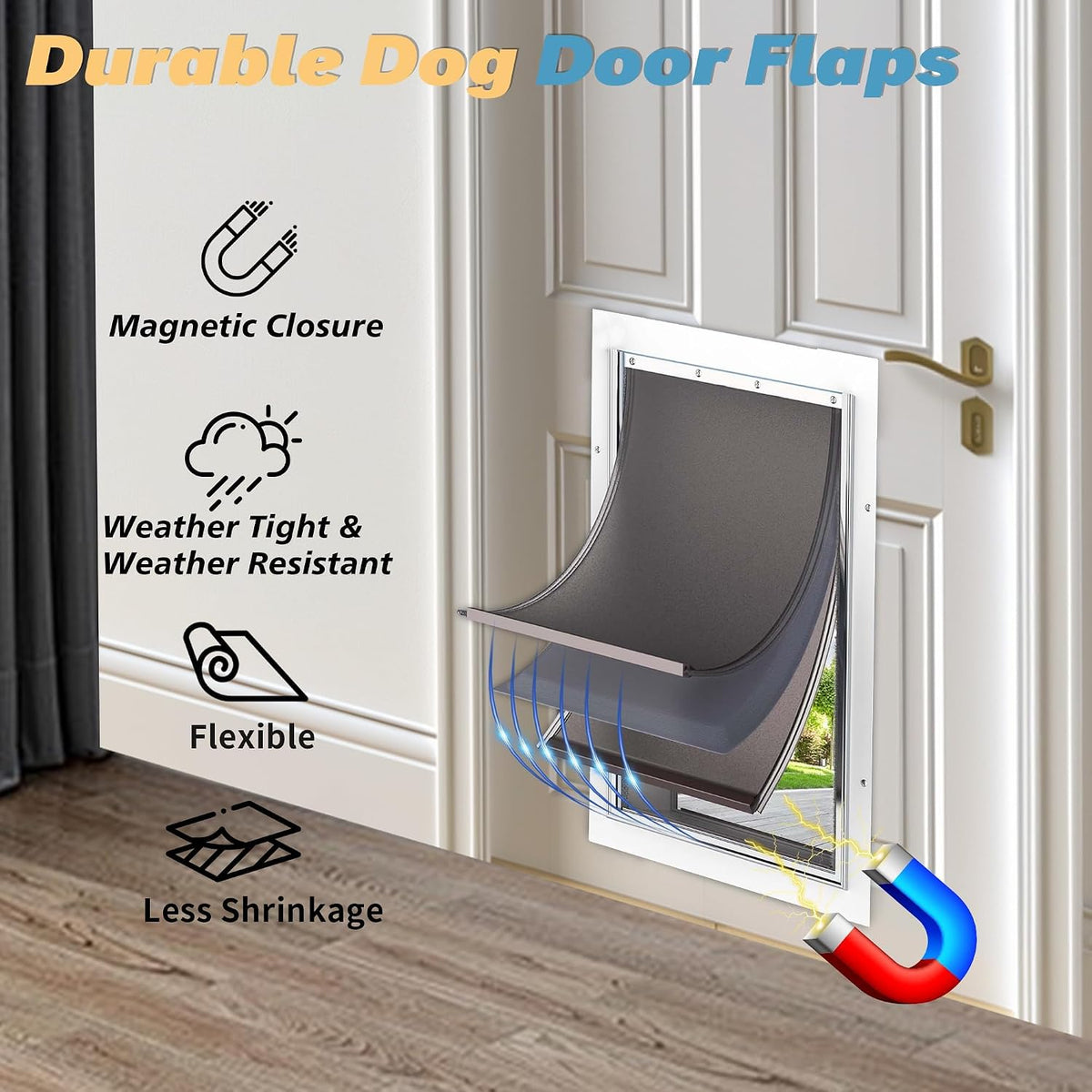 2-Pack Large Dog Door Replacement Flaps with Screws – Essentials for Dogs - 3-flap / Medium - image 4