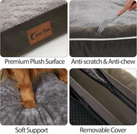 Waterproof Orthopedic Dog Beds Large, Egg-Crate Foam Dog Couch, Comfy Bolster Pet Bed with Removable Washable Cover, Nonskid Bottom (Large, Dark Green)