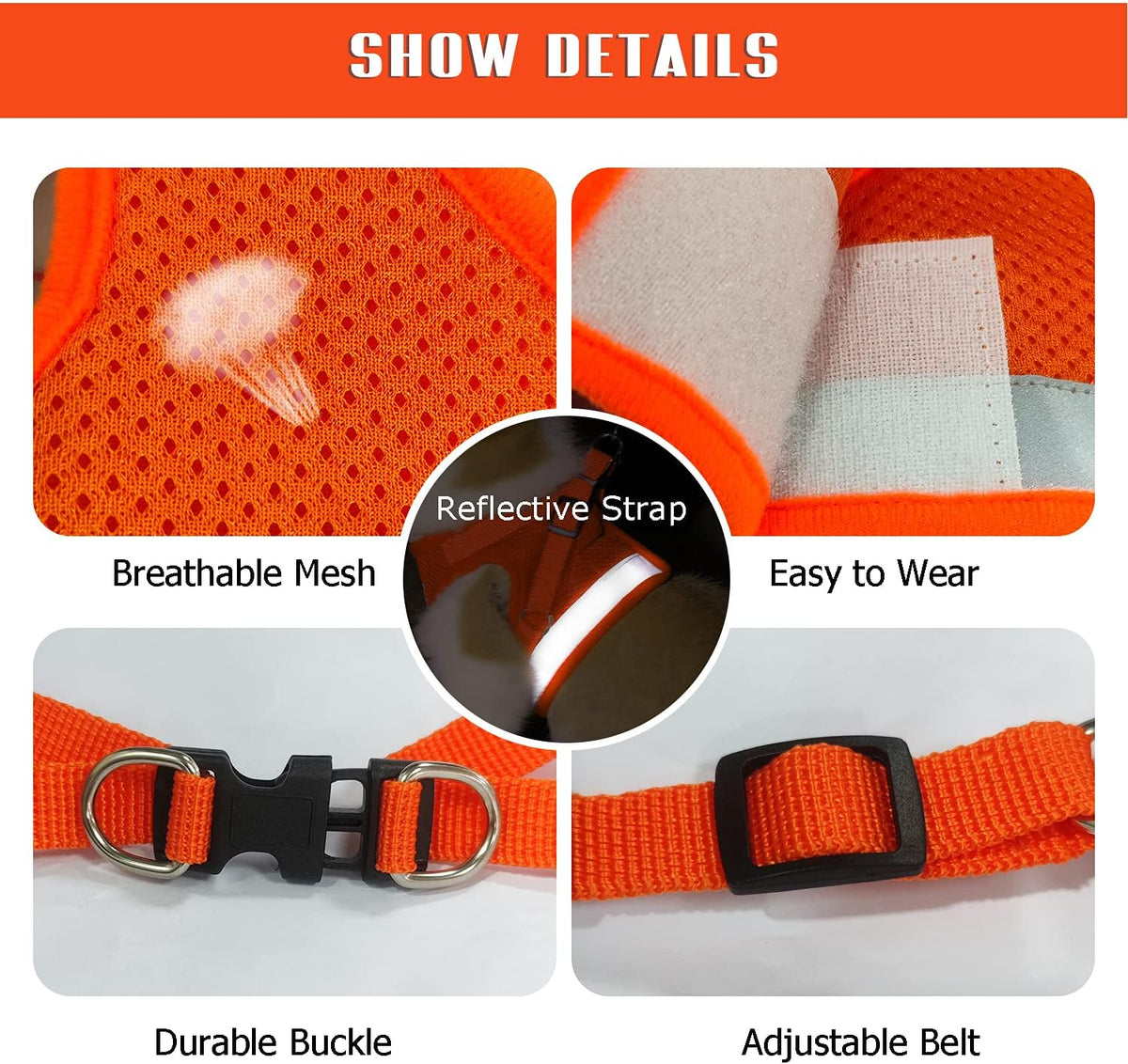 FEimaX Dog Harness and Leash Set for Walking - Orange / Large - image 3