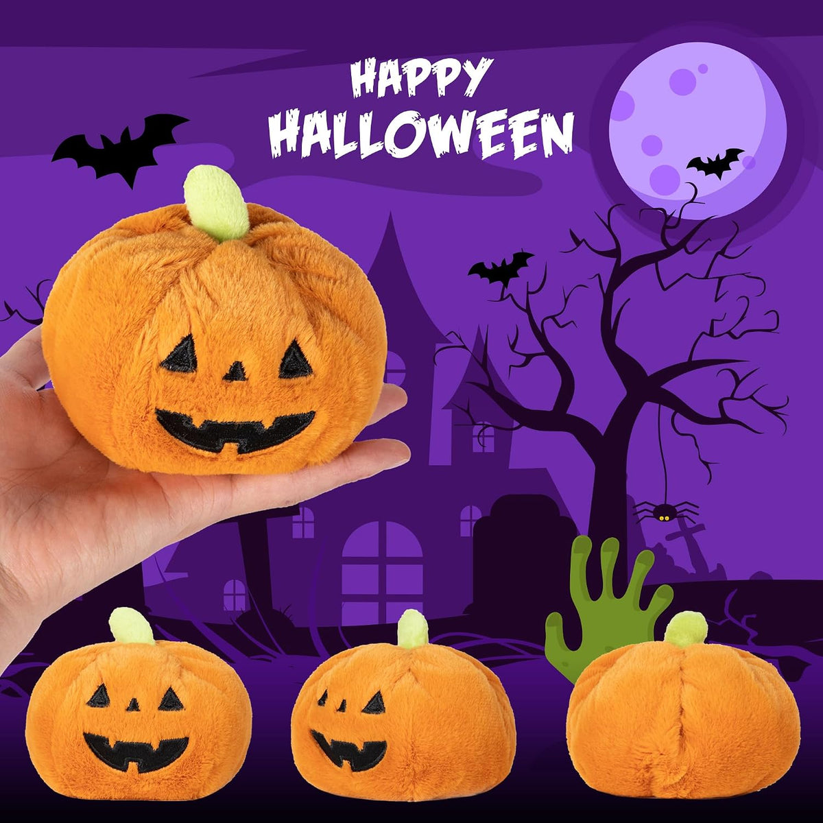 My OLi 9 inch Halloween plush bears 2 pack in pumpkin and wizard costumes with flip-top hats - view 22
