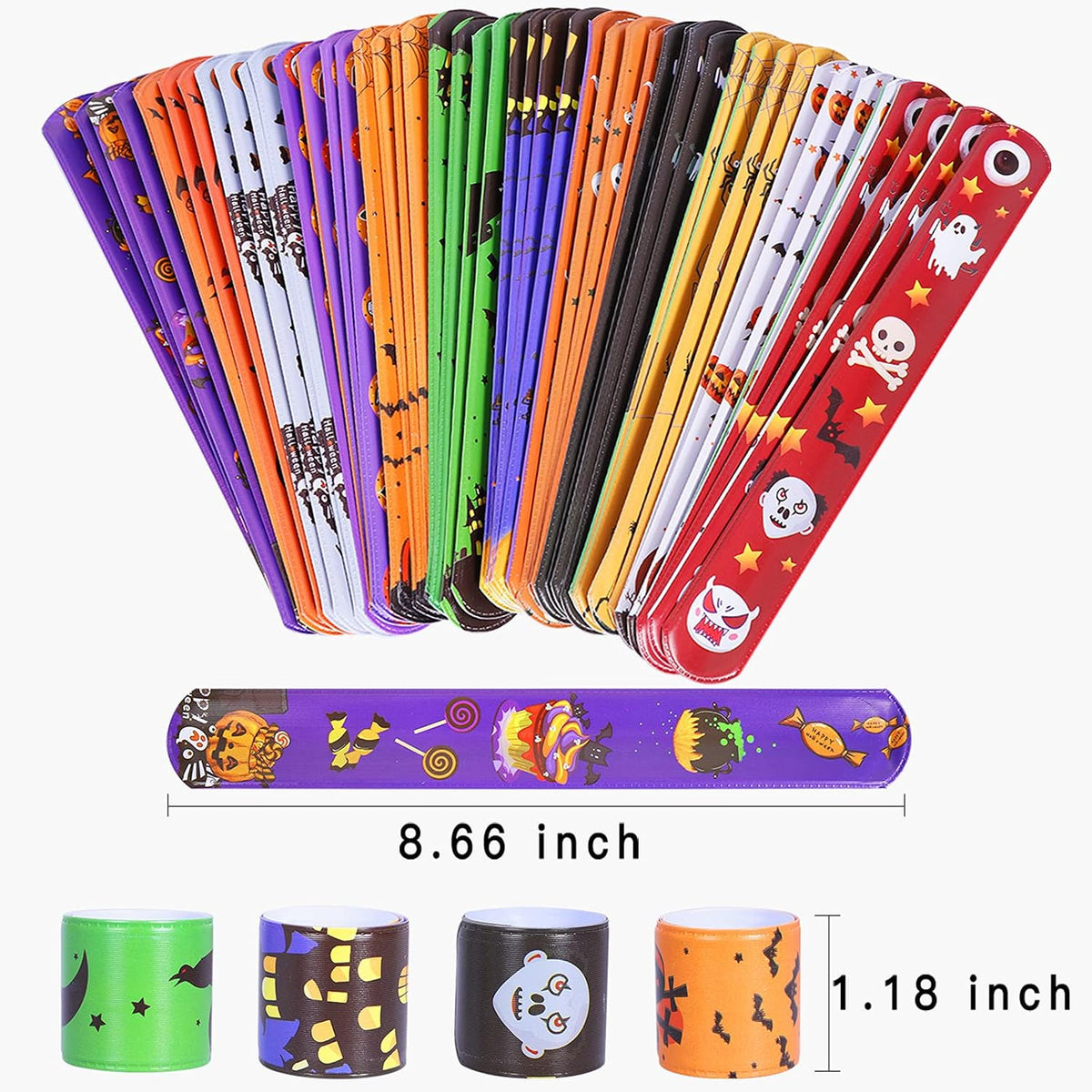 Max Fun 48pcs Halloween Slap Bracelets Party Favors Toys for Kids - Halloween - image 2