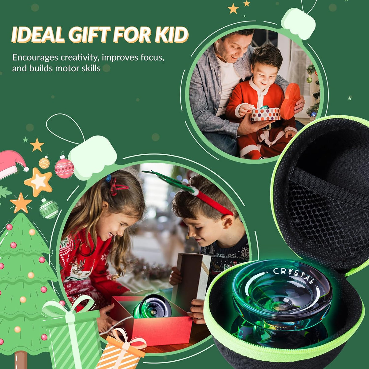 K2 Crystal Responsive Yoyo for Kids，Professional Yo-yo for Beginners – Fun for Kids & Family - Black Green - image 2