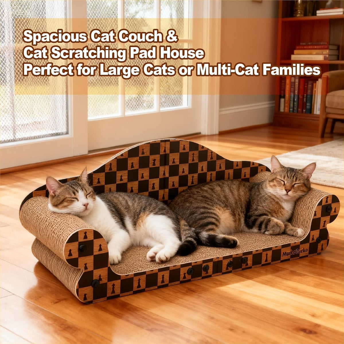 27" Cat Scratcher Bed & Sofa, Large Cardboard Cat Scratch Couch – Essentials for Cats - 27" Cardboard Cat Scratcher Sofa & Cat House - image 3