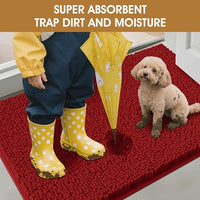 IM HOME Extra Large 60" x 36" Red Dog Door Mats for Muddy Paws, Chenille Absorbent Dog Mat, Non Slip Heavy Mud Mat for Dogs, Soft Pet Bed Mat for Entryway, Mud Paws, Inside Floor
