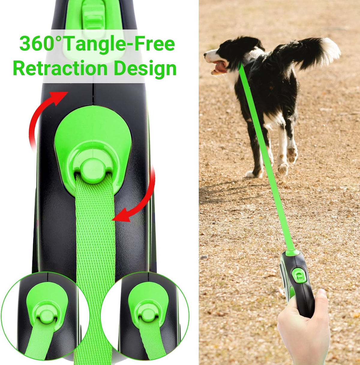 Segarty 26ft Dog Leash Retractable - Green / 16ft(up to 44 lbs) - image 4