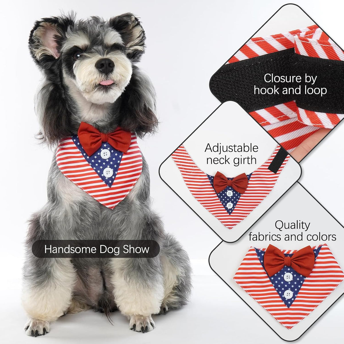 Dog Tuxedo for Small Dogs Valentines Bandana with Bowtie Wedding Tux – Essentials for Dogs - Independence Day / Large - image 3
