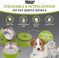 Healthy Human Travel Pet Bento Bowls - 4-Bowl Set / Green - image 3