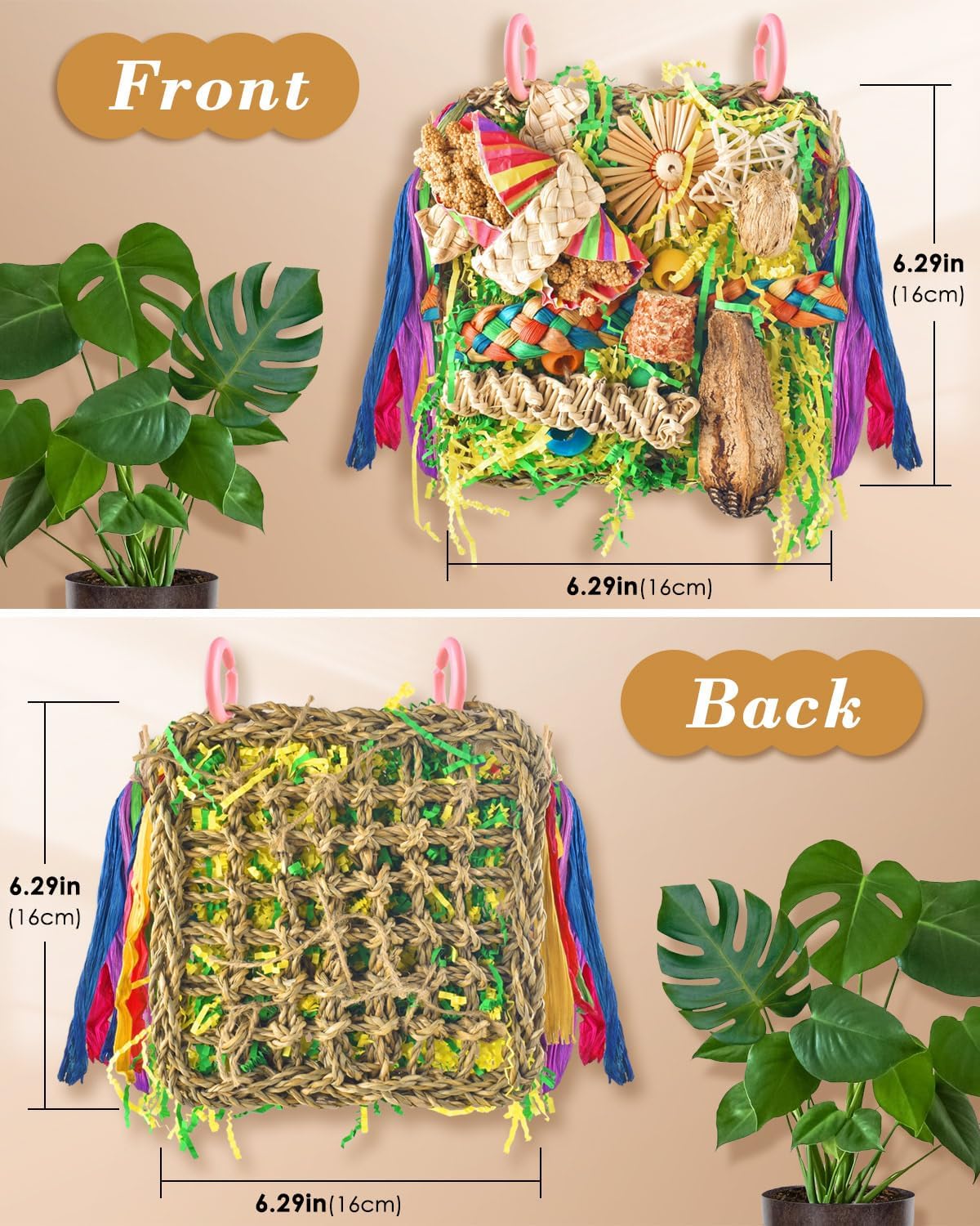 ERKOON Bird Toys, Parrot Toys Foraging Swing Mat Parrot Cage Hanging Toys Birds Grass Mat Climbing - Parrot grass mat-1 Pack - image 2