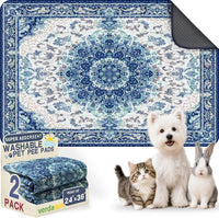 Washable Pee Pads for Dogs, Reusable Puppy Potty Training Pads - Blue/Multi / 24" ×36"(pack of 2)