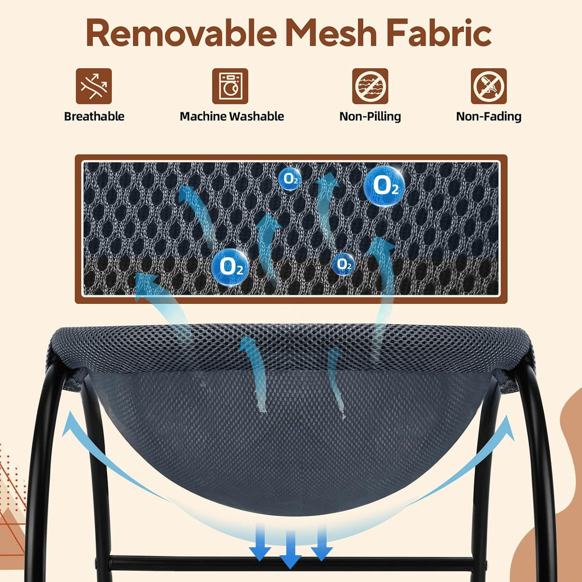 Raised Cat Hammock Bed, Pet Bed for for Indoor Cats - Dark Blue / Mesh - image 4