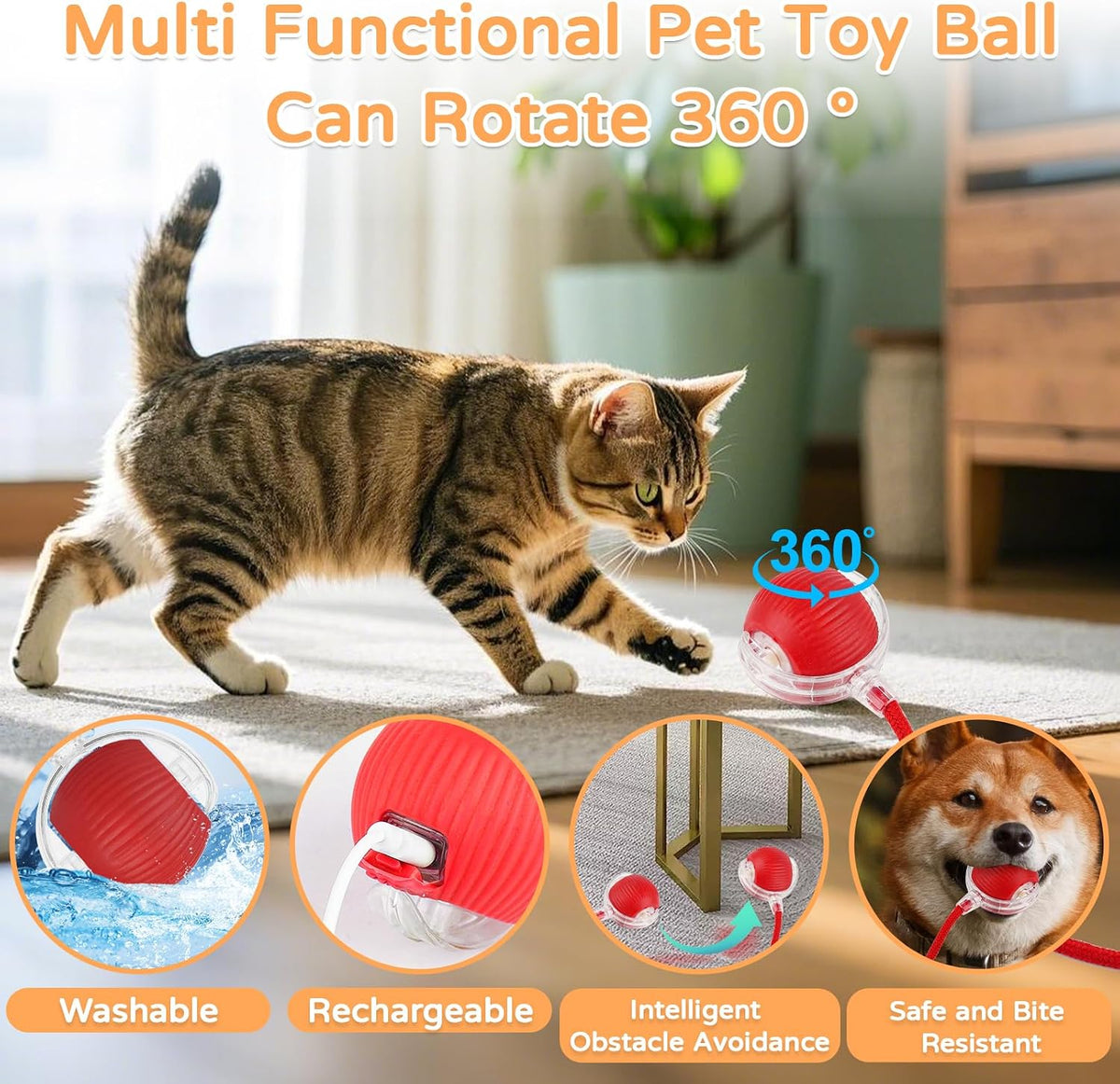 2025 New 3Pack Cat Ball Kitten Toys for Indoor Interactive Kitty Ball - 3PK - image 2