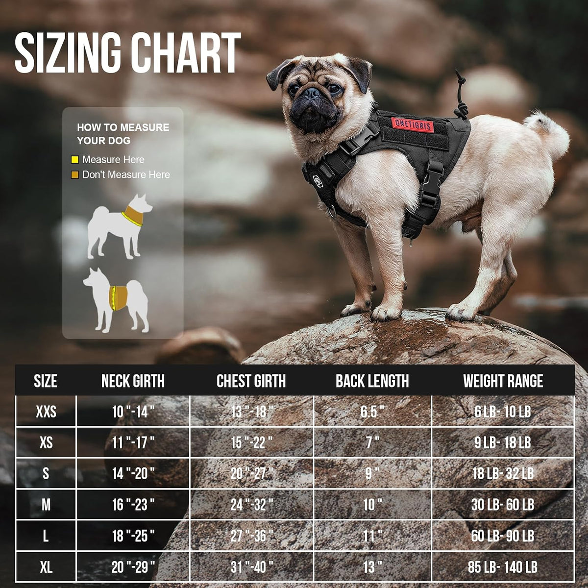 OneTigris Tactical Dog Harness No-Pull Service Vest for Medium Large - Small / Black - image 2