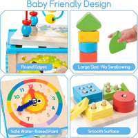 WOODMAM Wooden 7-in-1 Activity Cube - Blue - image 3