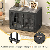 38" Heavy Duty Dog Crate Furniture for Large and Medium Dogs,Wooden Metal Kennel for High Anxiety Dogs, Chew Proof Cage Indoor, Decorative Kennel End Table