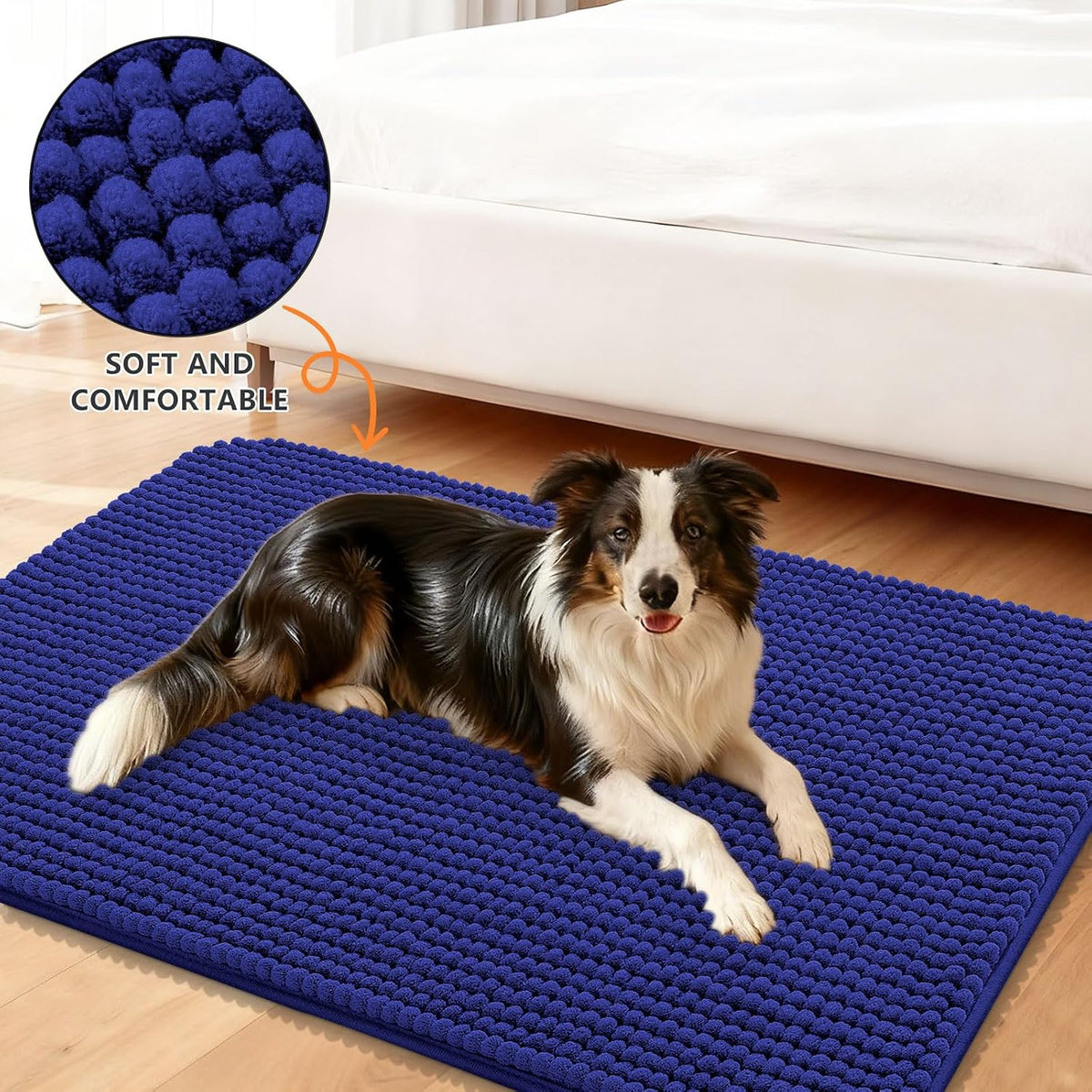 Smiry Dog Door Mat for Muddy Paws 30x20 - 24"X16" / Navy Blue - image 2