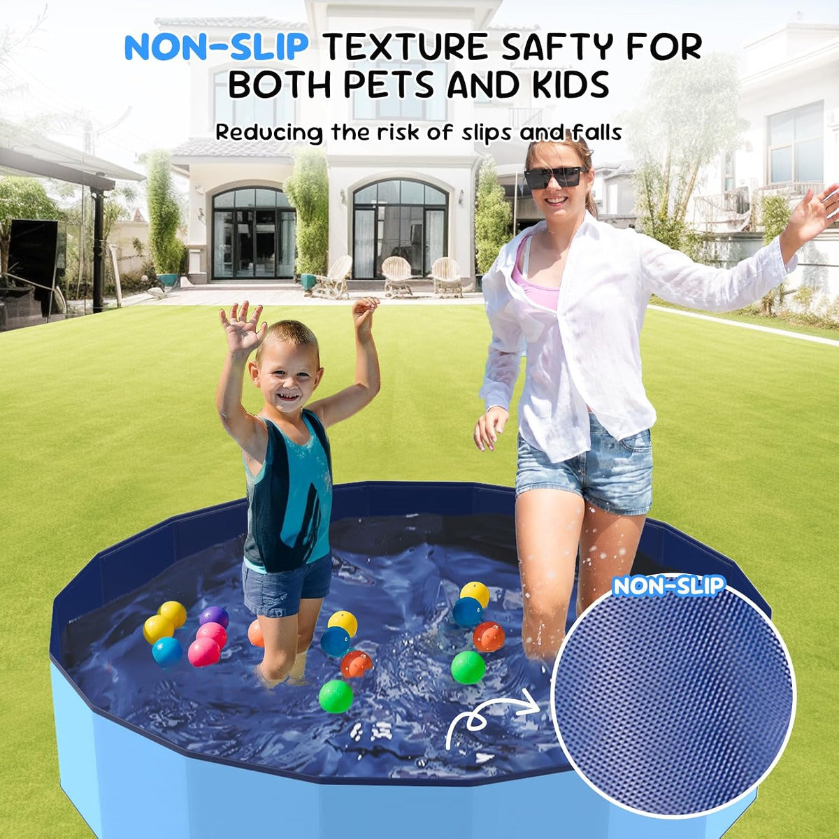 47'' Foldable Dog Pet Bath Pool, Heavy Duty Non-Slip Kiddie Pool - L - 47*12 IN - 90 Gal - image 3