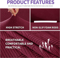 Super Stretch Couch Cover Universal Sofa Covers with Elastic Bottom - - Wine Red / Medium (57"-70") - image 4